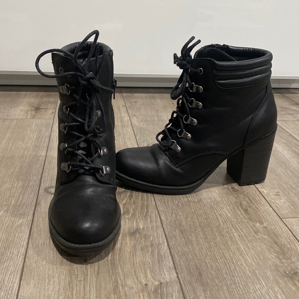 Heeled combat booties